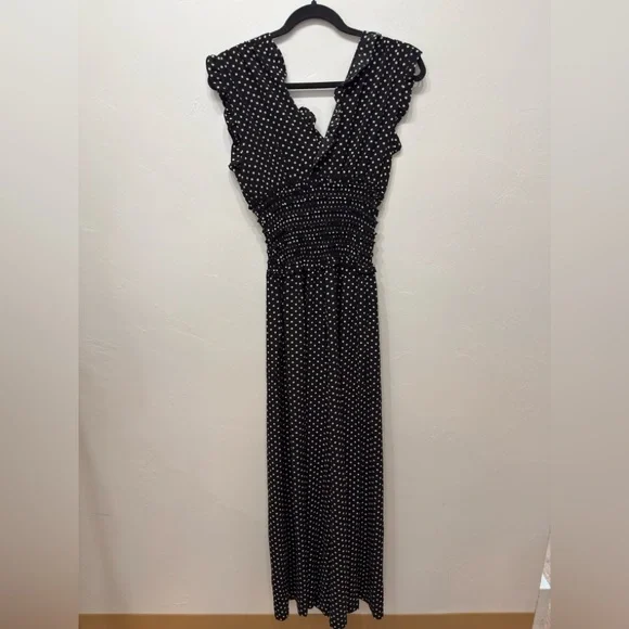 🆕 Max Studio Black & White Polka Dot Sleeveless Jumpsuit, NWT, S - Picture 3 of 5